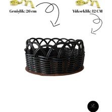 Siyah Oval Rattan Sepet – 26X12 cm