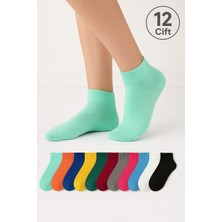 Worthy Socks 12'li Unisex Çok Renkli Çizgisiz Pamuklu Bilek Çorap
