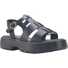 Lumberjack INT1223Y005 3fx Siyah Kadın Kalın Tabanlı Sandalet