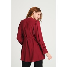 Katlin Maternity Hamile Bluz Beli Kemerli Detaylı Dubai Kumaş