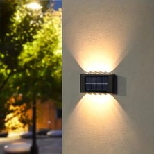 2 Adet 10 Ledli Solar Bahçe Dış Mekan Duvar Aydınlatması Güneş Enerjili Çift Taraflı LED Aplik Set