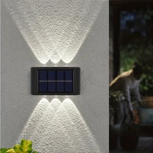 2 Adet 10 Ledli Solar Bahçe Dış Mekan Duvar Aydınlatması Güneş Enerjili Çift Taraflı LED Aplik Set