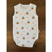 1 Adet Kolsuz Kız Erkek Bebek Badi Body Zıbın Alttan Çıtçıtlı Bisiklet Yaka Yenidoğan Arı Desen