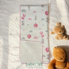 Babymet Pamuk Çift Taraflı Müslin ve Pike Bebek Battaniyesi Balonlu Tavşan