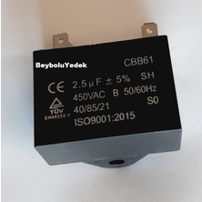 FullYedek 2,5 Uf  Klima Fan Kapasitör , 2,5 Uf ,  450 Volt Ac 50- 60 Hz ,