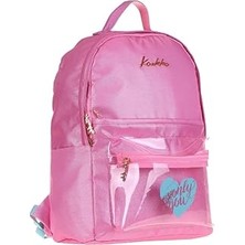 Kaukko Sparkle Üç Gözlü Pembe Şeffaf Cepli Okul ve Günlük Sırt Çantası - Kız