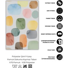The Reef Design Pastel Renkli Geometrik Desenli Halı Dijital Baskılı Dokuma Kaymaz Tabanlı Yıkanabilir Antialerjik Oturma Odası Halısı