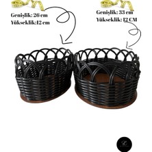 Siyah Oval Sepet Seti - 2'li | %100 El Işçiliği & Yerli Üretim