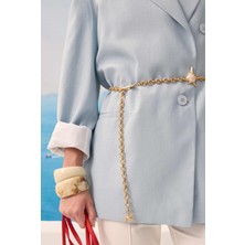 Modal Bol Kesim Blazer Ceket Bebe Mavi