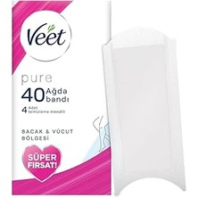 Veet Pure Hipoalerjenik Ağda Bandı, Bacak ve Vücut Bölgesi 40'lı Süper Fırsat Paketi