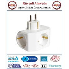 Viko Yonca Üçlü Topraklı Priz - Çocuk Korumalı - Beyaz - Orjinal Ürün