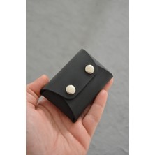 Oh Deer Leather Hakiki Deri Minimal Kartlık- Crazy Deri - Siyah