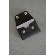 Oh Deer Leather Hakiki Deri Minimal Kartlık- Crazy Deri - Siyah