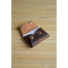 Oh Deer Leather Hakiki Deri Minimal Kartlık- Crazy Deri - Taba