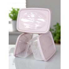 Saklama Kabı 3'lü Lila Kapaklı- 3 x 1,2 Lt - 5 Pp - Yüksek Kalite Plastik Kap - Kapaklı Saklama Kabı