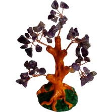 Doğal Ametist Taşlı Hayat Ağacı Biblo - 16X14 cm Dekoratif Obje