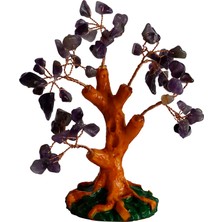 Doğal Ametist Taşlı Hayat Ağacı Biblo - 16X14 cm Dekoratif Obje