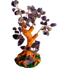Doğal Ametist Taşlı Hayat Ağacı Biblo - 16X14 cm Dekoratif Obje