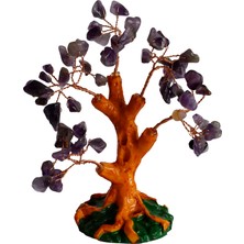 Doğal Ametist Taşlı Hayat Ağacı Biblo - 16X14 cm Dekoratif Obje