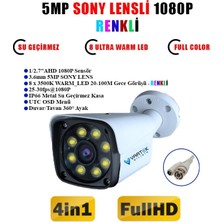 2 Kameralı Gece Renkli 5mp Lensli 1080P Fullhd Kamera Seti Tak Çalıştır Metal Kasa