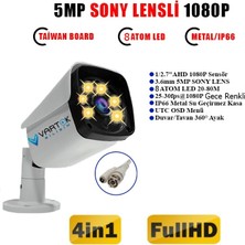 3 Kameralı Gece Renkli 5mp Lensli 1080P Fullhd Kamera Seti Tak Çalıştır Metal Kasa