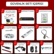 3 Kameralı Gece Renkli 5mp Lensli 1080P Fullhd Kamera Seti Tak Çalıştır Metal Kasa