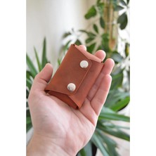 Oh Deer Leather Hakiki Deri Minimal Kartlık- Crazy Deri - Turuncu