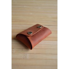 Oh Deer Leather Hakiki Deri Minimal Kartlık- Crazy Deri - Turuncu