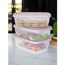 Saklama Kabı 3'lü Lila Kapaklı- 3 x 1,2 Lt - 5 Pp - Yüksek Kalite Plastik Kap - Kapaklı Saklama Kabı