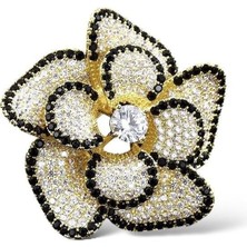 Nesly Accessories Zirkon Taşlı Gül Broş
