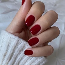 Tips Art Kırmızı Kısa Düz Oval Kenarlı 24’lü Takma Tırnak Seti ve Zararsız Yapıştırıcı