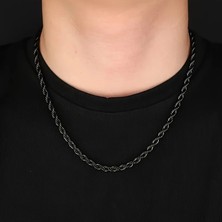 Çelik Kolye Ince Burgu Zincir Model 0.2 mm Kalınlık 55-60 cm Uzunluk Siyah Black
