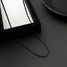 Çelik Kolye Ince Burgu Zincir Model 0.2 mm Kalınlık 55-60 cm Uzunluk Siyah Black