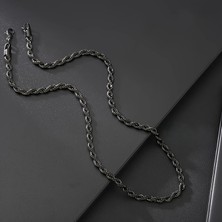 Çelik Kolye Ince Burgu Zincir Model 0.2 mm Kalınlık 55-60 cm Uzunluk Siyah Black