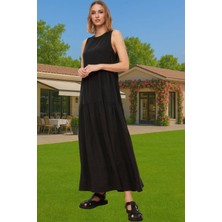 Şık Maxi Boy Kolsuz Viskoz Dokuma Elbise Rahat Günlük Stil Seçkin Malzeme Şık Görünüm Özel Tasarım