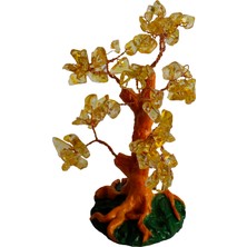 Doğal Sitrin Taşlı Hayat Ağacı - El Yapımı Bereket ve Şifa Dekoru (16X14 Cm)
