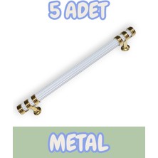 Çizgili Nesli Alüminyum Metal Lüks Modern Mobilya Çekmece Mutfak Dolabı Kulpu Beyaz-Altın 192MM (5 Adet)