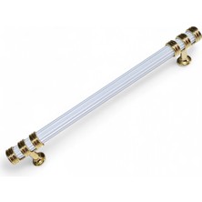 Çizgili Nesli Alüminyum Metal Lüks Modern Mobilya Çekmece Mutfak Dolabı Kulpu Beyaz-Altın 192MM