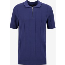 Lacivert Erkek Polo Yaka Basic Jakarlı Kazak F5SM-KZK 2938
