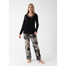 Wondergen Yuvarlak Yaka Siyah Pijama Üst 401WON-1110-0145
