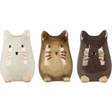 Boyner Evde Çok Renkli Biblo Porselen Kedi Figurü 8X13X9CM 3ASS