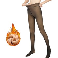 Yüksek Bel Tasarımı Ten Rengi Görünümlü Peluş Leggings Tayt - Doğal Görünüm, Yumuşak Dokulu, Sıcacık Kış Stili