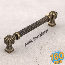 Grip Desenli Antik Sarı Metal Kulp 160 mm Mobilya Çekmece Mutfak Dolabı Dolap Modern Kapak Kulpları