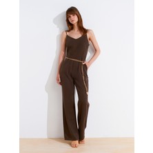 72024 Parçaboya Lyocell Denim Tulum-Kahve