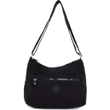 Sanmorris Kadın Suya Dayanıklı Kumaş 5 Gözlü Çapraz Askılı Siyah Okul Seyahat ve Omuz Çantası