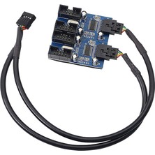 Leonpro Anakart USB 9 Pin Hub Erkek 1-2/4 Dişi USB 2.0 Splitter Uzatma Kablosu