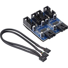 Leonpro Anakart USB 9 Pin Hub Erkek 1-2/4 Dişi USB 2.0 Splitter Uzatma Kablosu