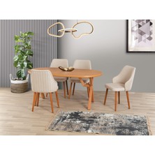 Yuvaset Home Uyar Kayın Kaplama 4 Adet Verona Sandalye 90*160 Sahra Sabit Masa Takımı