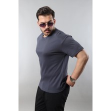 Oversize Geniş Kalıp Bisiklet Yaka Basic Düz Kısa Kollu Tişört
