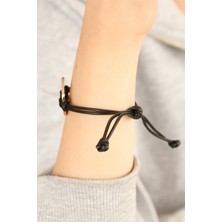 Cool (Havalı) Siyah Deri Ipli Unisex Mood Bileklik - Bamido